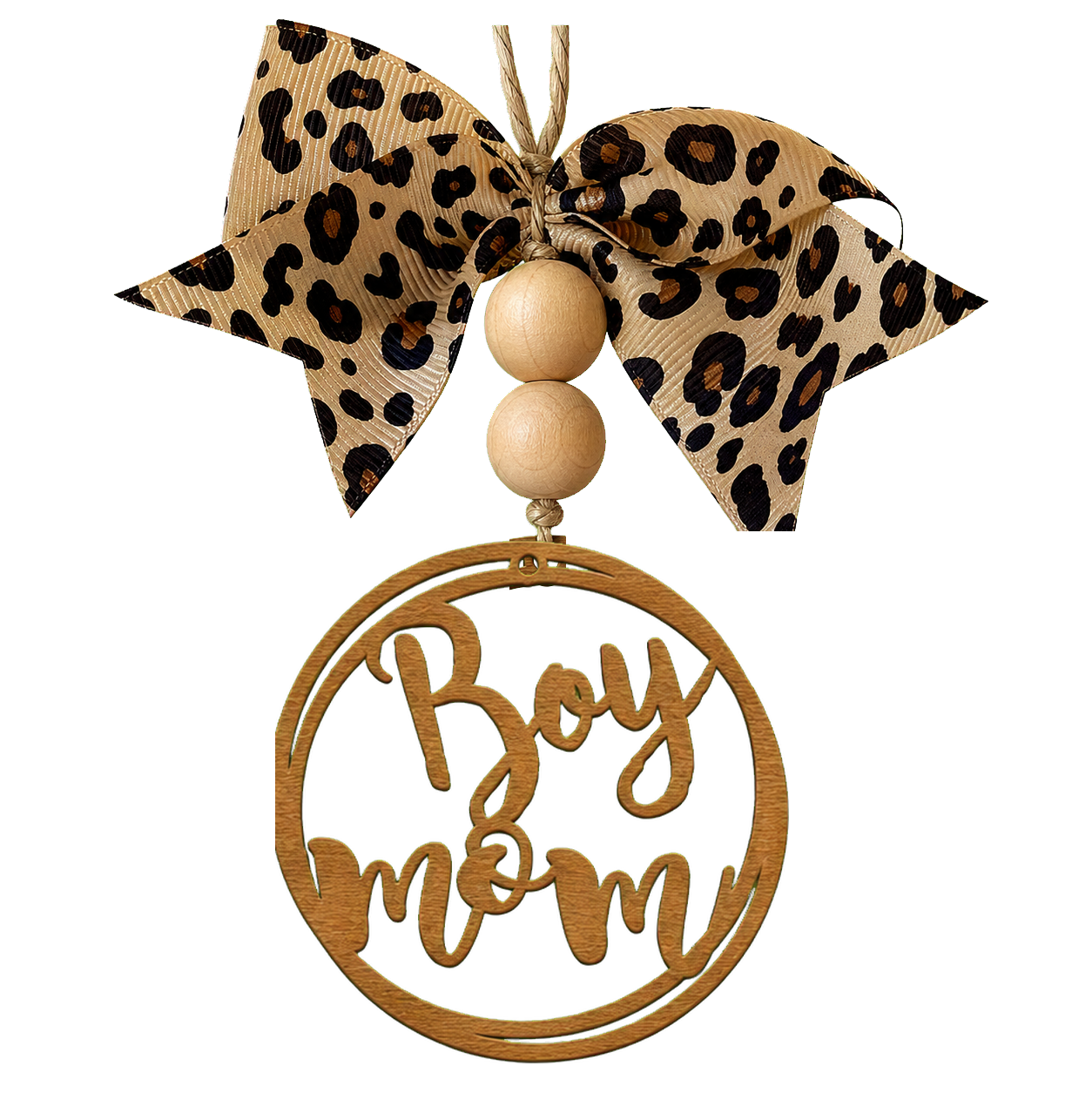 Wooden Boy Mom Car Charm, Laser-Cut Rear View Mirror Accessory, Rear View Mirror Charm, Car Accessory (Copy)
