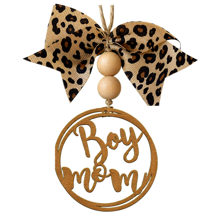 Wooden Boy Mom Car Charm, Laser-Cut Rear View Mirror Accessory, Rear View Mirror Charm, Car Accessory (Copy)