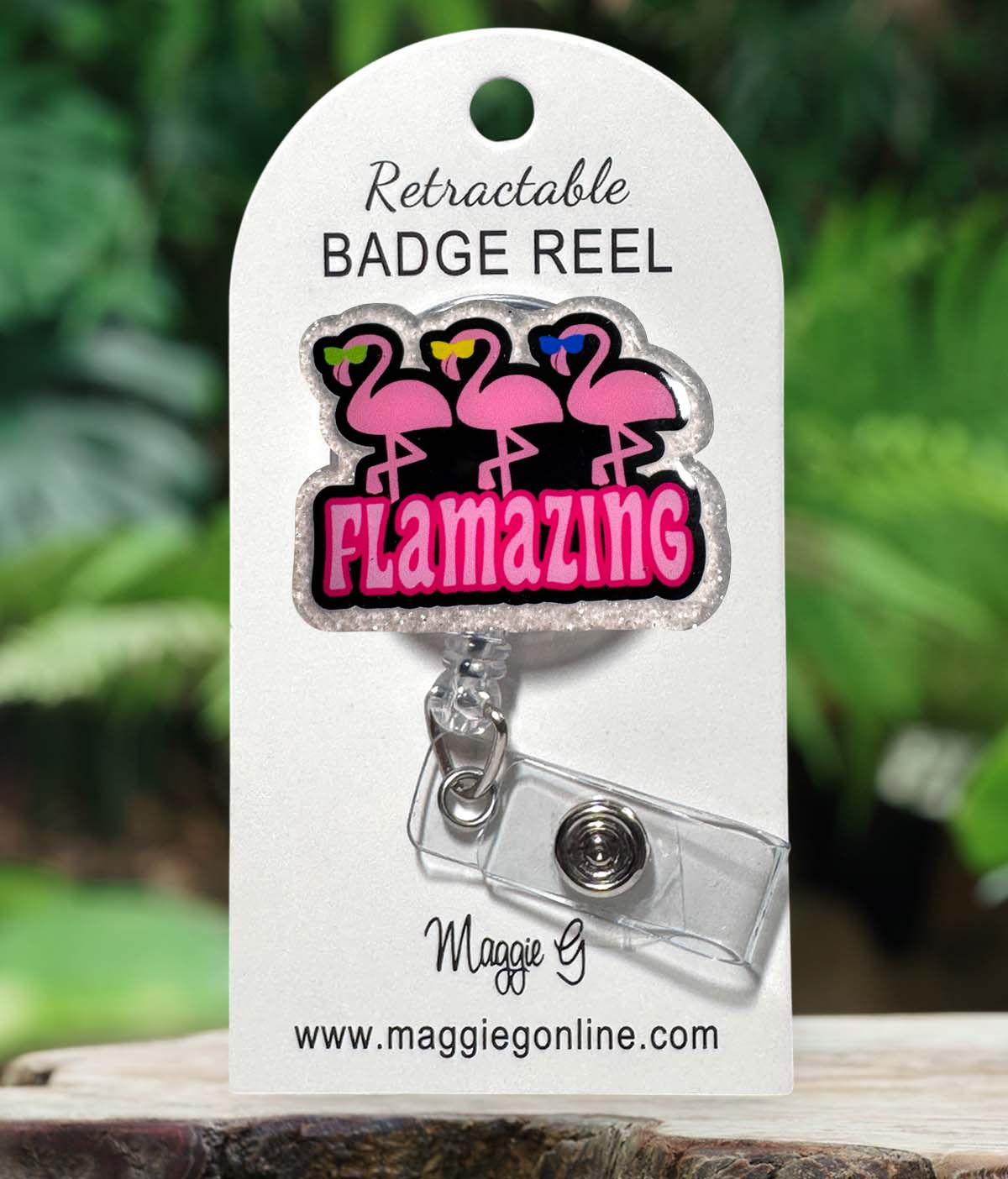 Badge Reel | Interchangable |  ID Badge holder Flamazing Flamingos