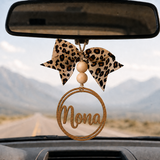 Nona Gift, Grandma Gift, Personalized Car Charm, Rear View Mirror Charm, Wooden Car Charm, Grandmother Gift, Custom Name Car Accessory