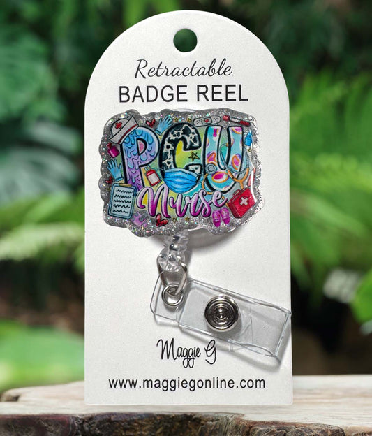 Badge Reel | Interchangable |  ID Badge holder PCU Nurse
