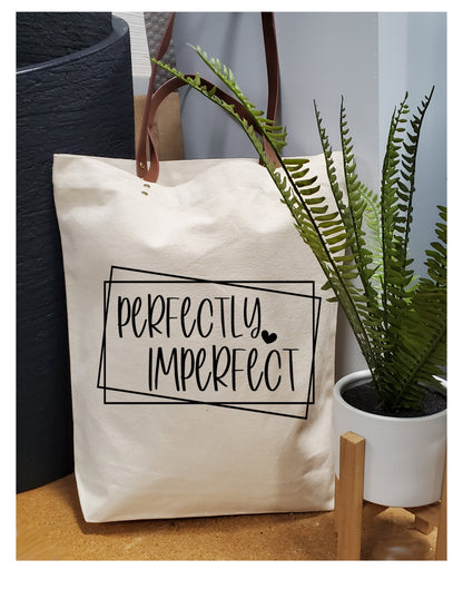 Canvas Tote Bag with Leather handles / Eco friendly Bag / Reusable