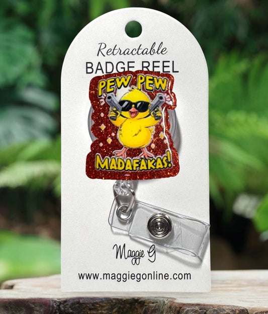 Badge Reel | Interchangable |  ID Badge holder Funny chick