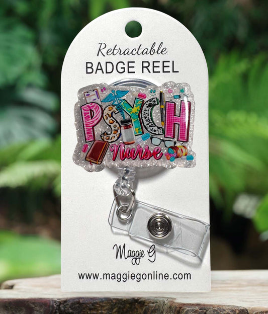 Badge Reel | Interchangable | ID Holder  Psych Nurse