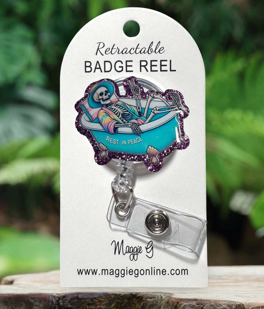Badge Reel | Interchangable |  ID Badge holder Skelton Humorous