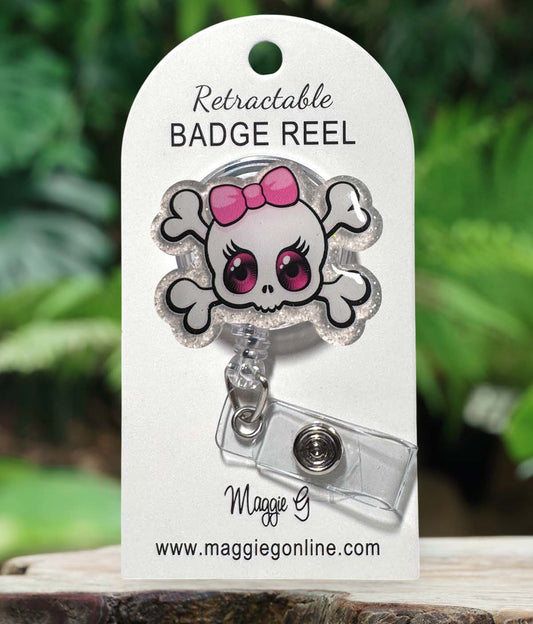 Badge Reel | Interchangable |  ID Badge holder Skull