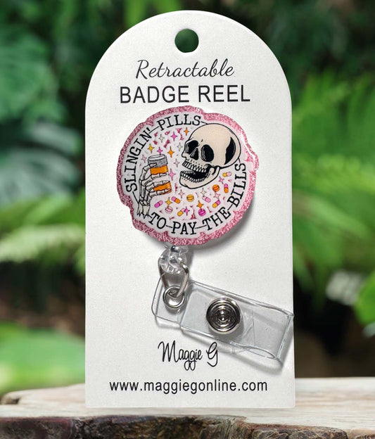 Badge Reel | Interchangable |  ID Badge holder Slingin Pills