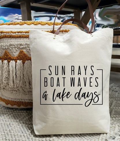 Durable Canvas Tote Bag – Eco-Friendly & Stylish / Sun Rays Boat Ways & Lake Days