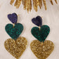 Mardi Gras Heart Earrings