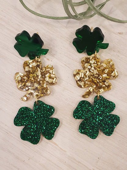 Clover, St. Patricks Day Acrylic Earring