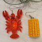 Crawfish Boil Earrings - Crawfish Earrings, Crawfish Jewelry, Cajun Accessories, Crawfish & Corn  Earrings