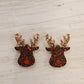 Handmade resin and glitter Reindeer earrings small studs.