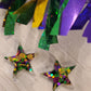Handmade resin and glitter Mardi Gras Stars earrings small studs