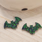 Handmade resin and glitter Bats Purple / green earrings small studs