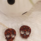 Handmade resin and glitter Skull Orange earrings small studs