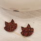 Handmade resin and glitter Cat Orange Earrings small studs
