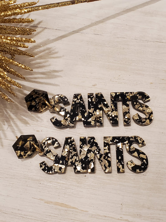 New Orleans  Saints gold flake, Team Earrings, Football Earrings, Spirit Wear, Game Day Earrings, Custom Earrings