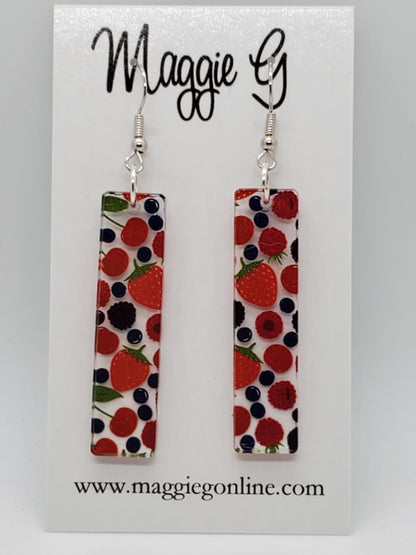 Berry Earrings Handmade Acrylic / Berry Earrings / Fruit Earrings / Fruit Jewelry / Bar Stick Earrings