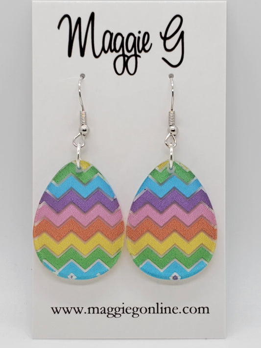 Easter Egg Chevron Earrings / Handmade Acrylic/ Easter Earrings