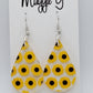 Sunflower Teardrop Earrings / Handmade Acrylic Sunflowers Earrings / Sunflowers