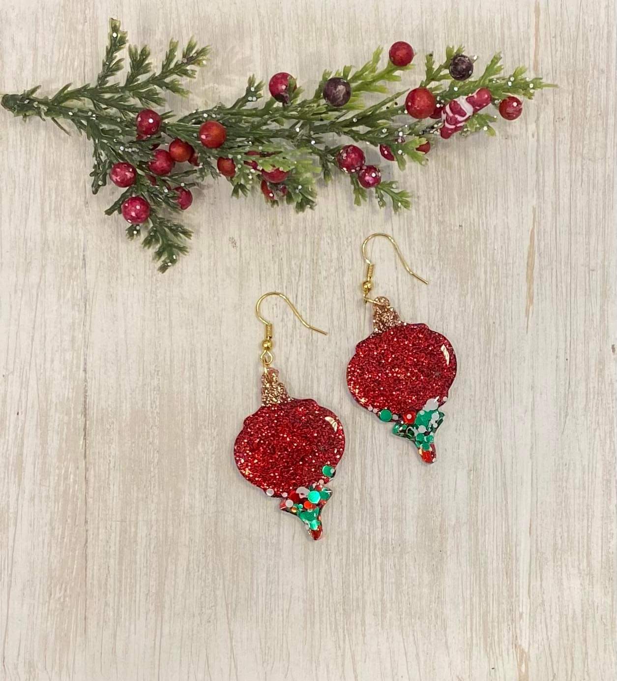 Ornament / Handmade resin and glitter  earrings