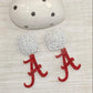 Game Day Statement Earring / College / School Spirit Mascot Earring / Alabama Team Earrings, Bead Top Football Earrings,