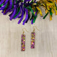 Mardi Gras Bar earring / Handmade resin and glitter  earrings